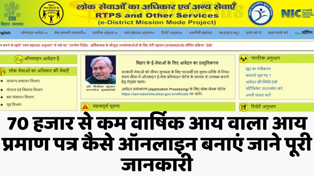 Bihar Income Certificate Less Than 70000 Online Apply 2025| 70 हजार से कम वार्षिक आय वाला आय प्रमाण पत्र कैसे ऑनलाइन बनाएं जाने पूरी जानकारी