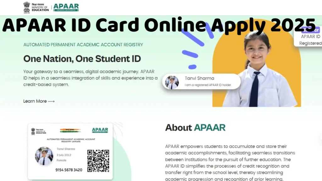 APAAR ID Card Online Apply 2025 | APAAR ID कार्ड ऑनलाइन आवेदन कैसे करें जाने पूरी जानकारी